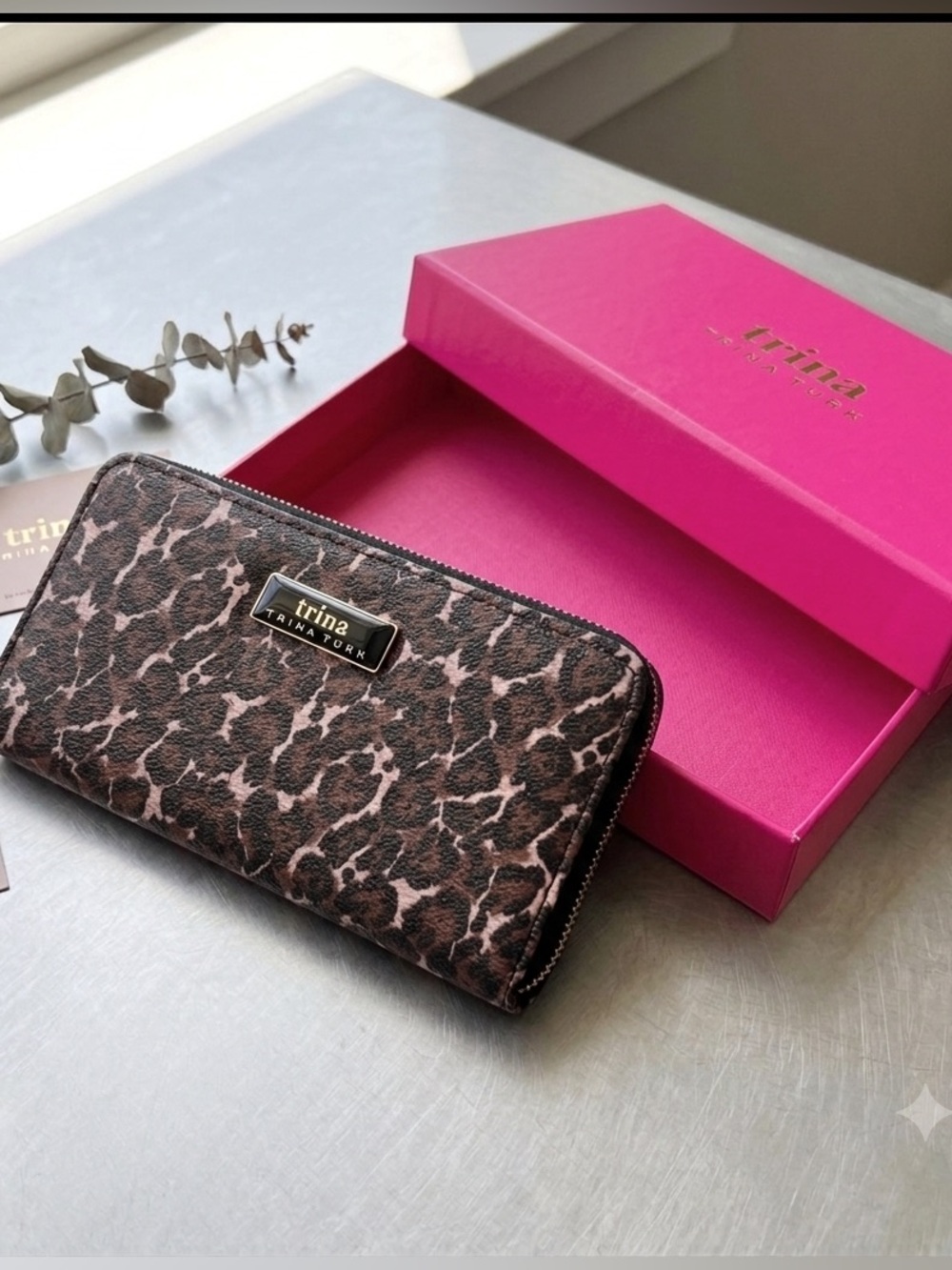 NWB Trina Turk Leopard Print Continental Wallet